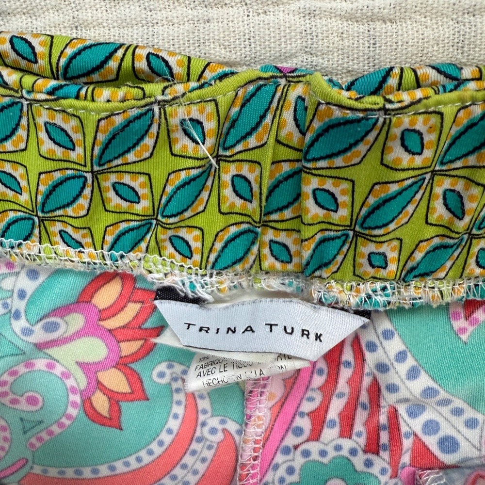 Trina Turk Maximalist Womens Paisley Wide Leg Tie Waist Pants Size S Psychedelic - Picture 3 of 8